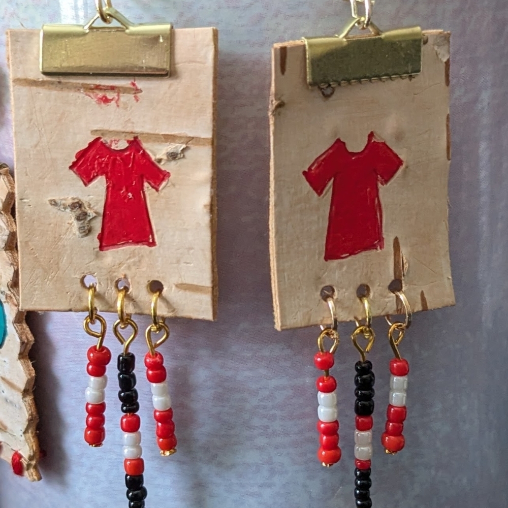 Missing Murdered Indigenous Women & People MMIWP Birch Bark Earrings - Picture 3 of 3